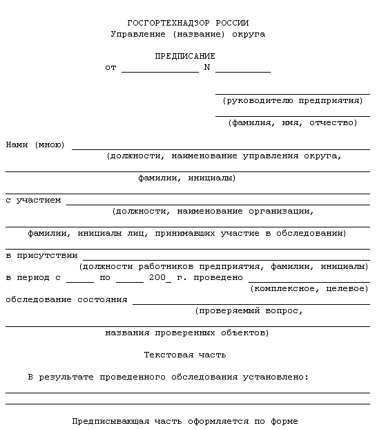 Виды предписаний